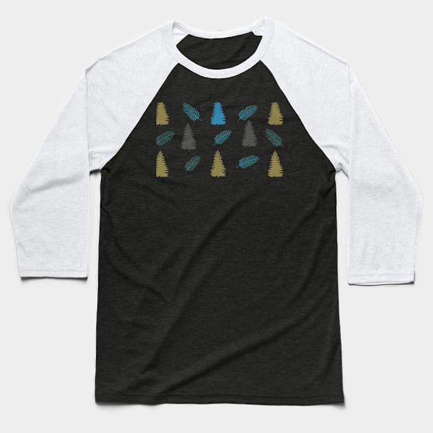 Cute  Pine Tree Leaves Pattern Baseball T-Shirt by Bubbly Tea